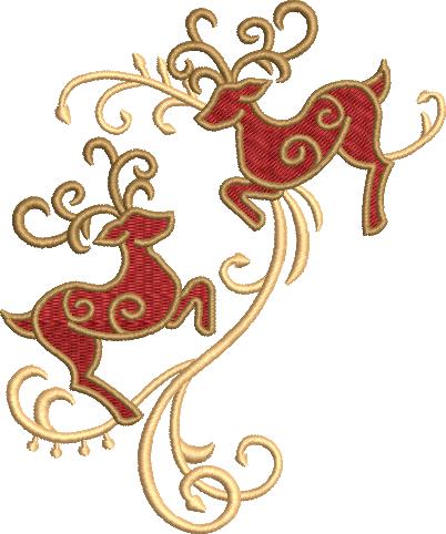Christmas deer embroidery design 2