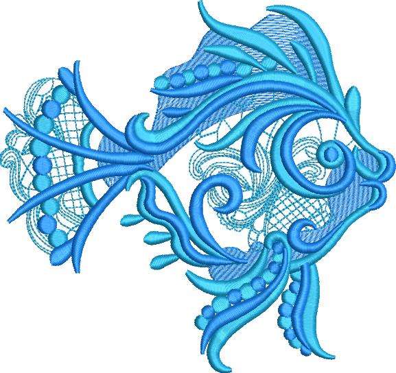 BLUE fish embroidery design
